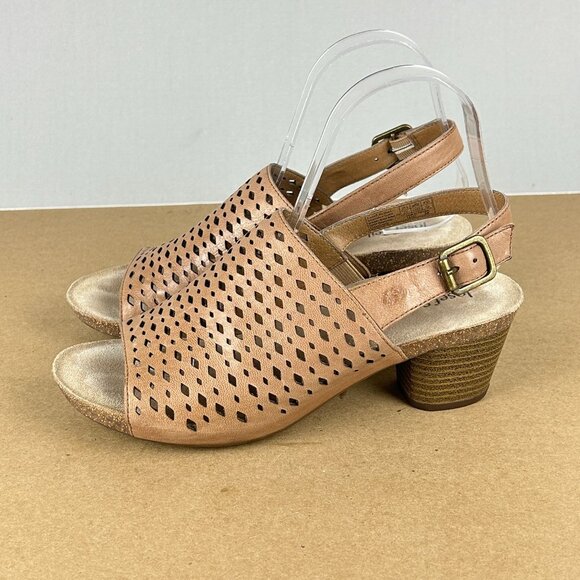 Josef Seibel Rose 27 Slingback Leather Heeled Sandals Womens 7/7.5 EU 38 Tan - Picture 1 of 11